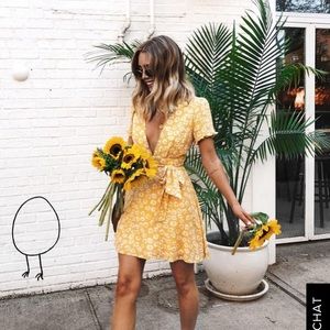 Lulus yellow floral mini dress